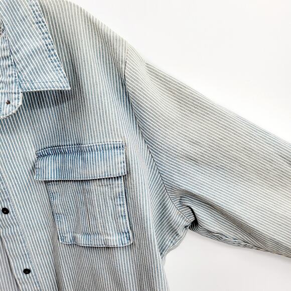 NWT Universal Thread Railroad Striped Utility Jacket Faded Light Blue & White XL - Picture 9 of 12